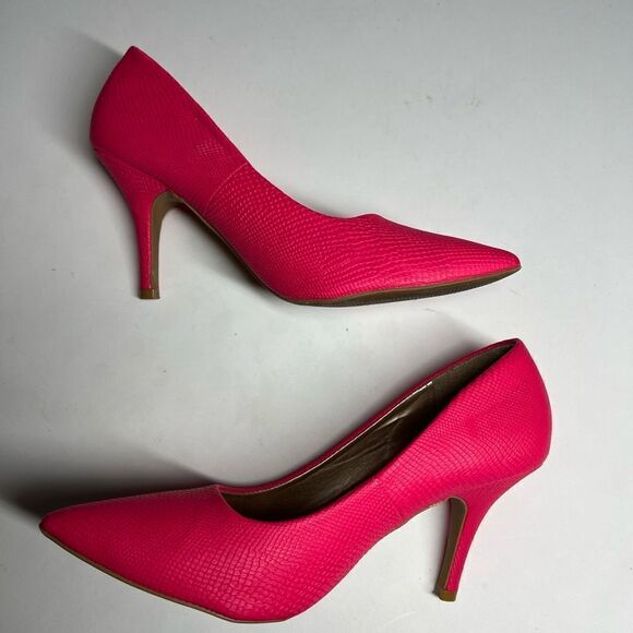 Charlotte Russe Women's Size 7,5 M Pink Snake Skin Pumps 3,5” Heels Pointed Toe - Picture 11 of 12